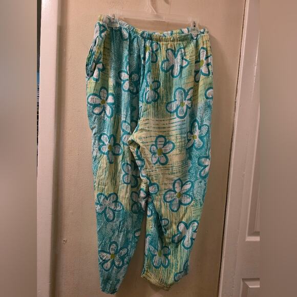Weekend Traffic Womens Floral Loose Fit Pants Summer Tropical Vacation XL Rayon - Picture 4 of 8